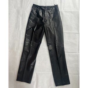 Vintage Wilsons Women's Leather Pants High Rise Flat Front Black Size 10